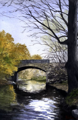 River La Serene SW France.<br>
Watercolour